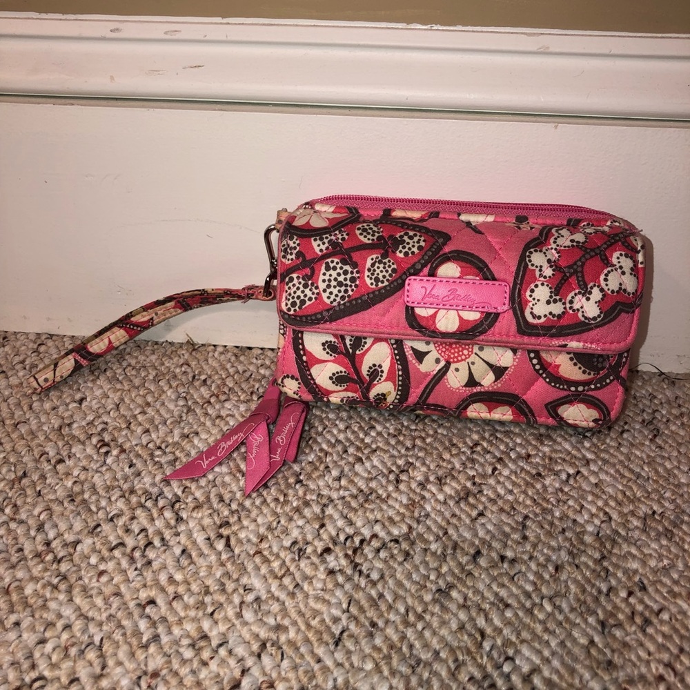Pink Vera Bradley wallet and phone holder